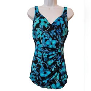 Maxine Beautiful Print High Back Swimsuit sz 16